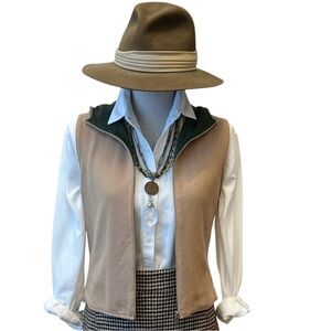 Rare Prada Vintage Wool Cashmere Hooded Cardigan Vest Camel Size 4